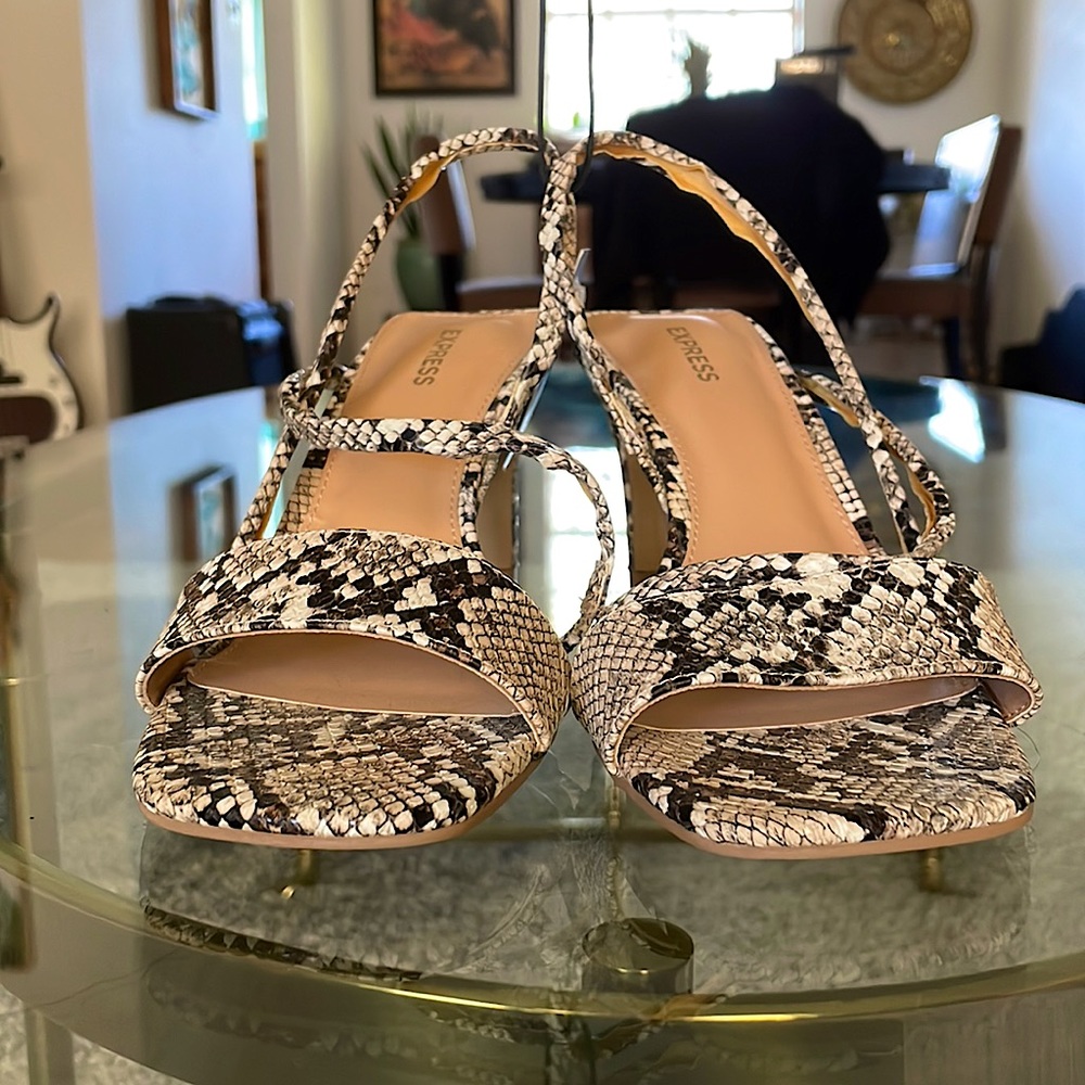 Express Snake Print Heels, Size 8 NWT